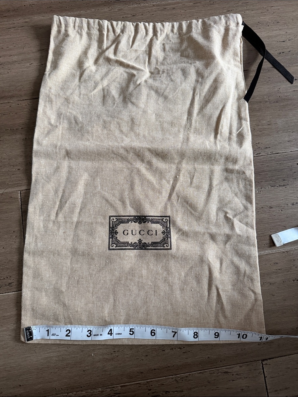 Gucci Beige Canvas Drawstring Dust Bag with Black Ribbon - Picture 2 of 3